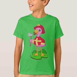 Flamingo-Feuerwehrmann-Axt T-Shirt
