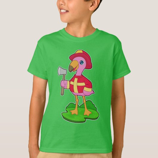 Flamingo-Feuerwehrmann-Axt T-Shirt (Vorderseite)