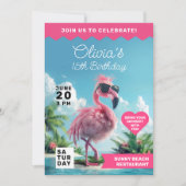 Flamingo Fiesta Beach Bash Extravaganza Einladung (Vorderseite)