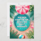 Flamingo Fiesta Pool Party Geburtstag Einladung (Rückseite)