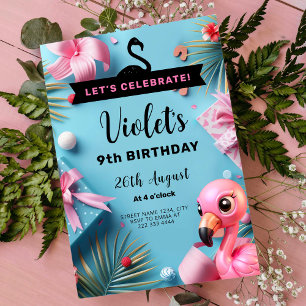 Flamingo Fiesta Tropical Birthday Celebration Einladung