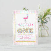 Flamingo First Birthday Party Einladung (Stehend Vorderseite)