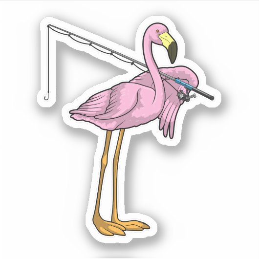 Flamingo Fishing Fisher Aufkleber (Vorderseite)