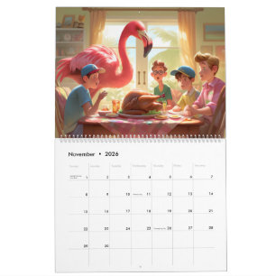 Flamingo Flair Wall Calendar 2026 Kalender