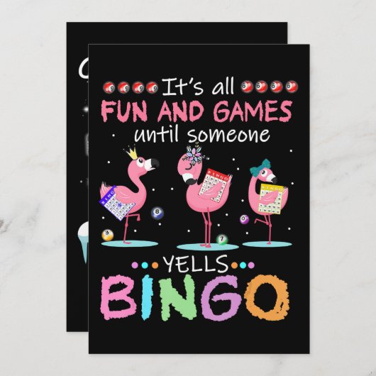 Flamingo | Flaming Bingo Funny Einladung (Vorne/Hinten)