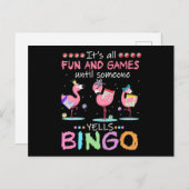Flamingo | Flaming Bingo Funny Einladungspostkarte (Vorne/Hinten)
