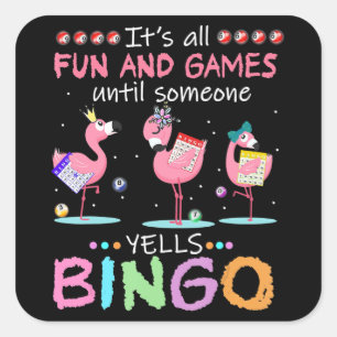 Flamingo   Flaming Bingo Funny Quadratischer Aufkleber