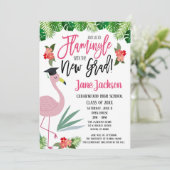 Flamingo Flamingle mit dem Grad-Party Einladung (Stehend Vorderseite)