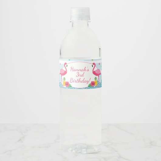 Flamingo Flamingle Party Water Bottle Labels Wasserflaschenetikett (Vorderseite)