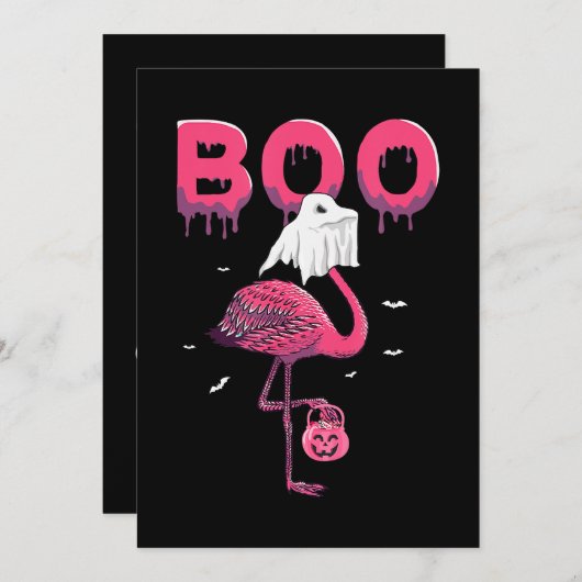 Flamingo | Flamingo Boo Ghost Halloween Save The Date (Vorne/Hinten)