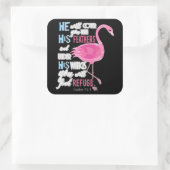 Flamingo | Flamingo Christlich Psalm 91 Bibelverse Quadratischer Aufkleber (Tasche)