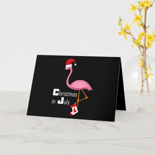 Flamingo | Flamingo Christmas im Juli Funny Party Karte (Gelbe Blume)