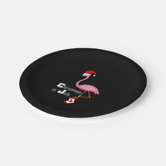 Flamingo | Flamingo Christmas im Juli Funny Party Pappteller (Schrägansicht)
