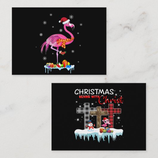 Flamingo |Flamingo Christmas Lights Flamingo Snow Begleitkarte (Vorne/Hinten)