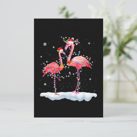 Flamingo | Flamingo Christmas Tree Weihnachtsmannm Begleitkarte (Stehend Vorderseite)