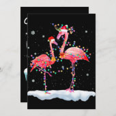 Flamingo | Flamingo Christmas Tree Weihnachtsmannm Feiertagskarte (Vorne/Hinten)