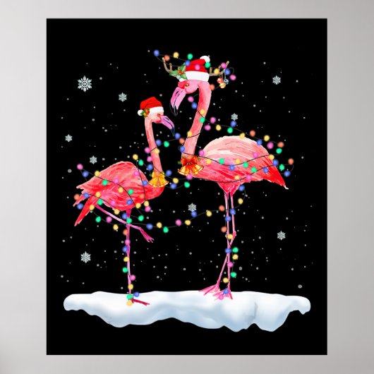 Flamingo | Flamingo Christmas Tree Weihnachtsmannm Poster (Vorne)