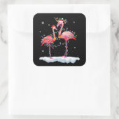 Flamingo | Flamingo Christmas Tree Weihnachtsmannm Quadratischer Aufkleber (Tasche)