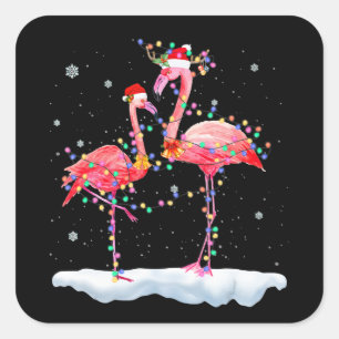 Flamingo Flamingo Christmas Tree Weihnachtsmannm Quadratischer Aufkleber