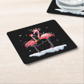 Flamingo | Flamingo Christmas Tree Weihnachtsmannm Rechteckiger Pappuntersetzer (angewinkelt)