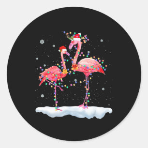 Flamingo Flamingo Christmas Tree Weihnachtsmannm Runder Aufkleber