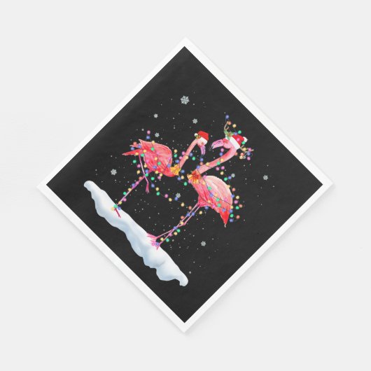 Flamingo | Flamingo Christmas Tree Weihnachtsmannm Serviette (Ecke)
