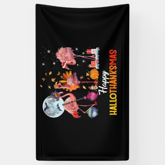 Flamingo|Flamingo Erntedank Halloween Banner (Vertikal)
