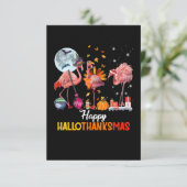 Flamingo|Flamingo Erntedank Halloween Begleitkarte (Stehend Vorderseite)