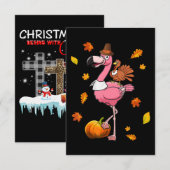 Flamingo | Flamingo Erntedank Halloween Dankeskarte (Vorne/Hinten)