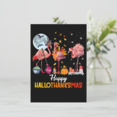 Flamingo|Flamingo Erntedank Halloween Einladung (Stehend Vorderseite)