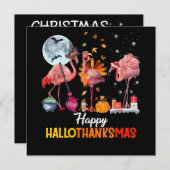 Flamingo|Flamingo Erntedank Halloween Einladung (Vorne/Hinten)