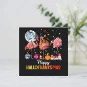Flamingo|Flamingo Erntedank Halloween Einladung (Stehend Vorderseite)