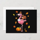 Flamingo | Flamingo Erntedank Halloween Feiertagspostkarte (Vorne/Hinten)