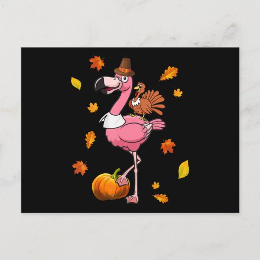 Flamingo | Flamingo Erntedank Halloween Feiertagspostkarte (Vorderseite)