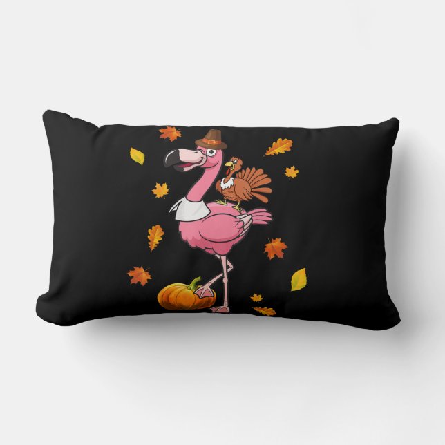 Flamingo| Flamingo Erntedank Halloween Lendenkissen (Vorderseite)