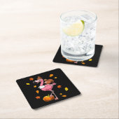 Flamingo| Flamingo Erntedank Halloween Rechteckiger Pappuntersetzer (Vor Ort)