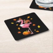 Flamingo| Flamingo Erntedank Halloween Rechteckiger Pappuntersetzer (angewinkelt)
