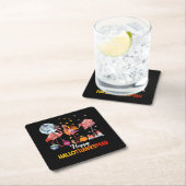 Flamingo|Flamingo Erntedank Halloween Rechteckiger Pappuntersetzer (Vor Ort)