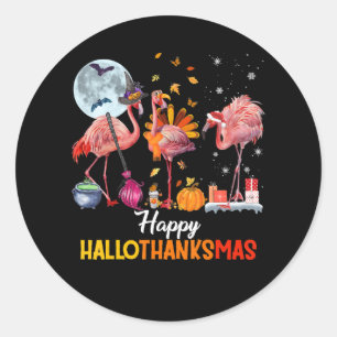 Flamingo Flamingo Erntedank Halloween Runder Aufkleber