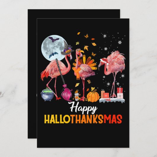 Flamingo|Flamingo Erntedank Halloween Save The Date (Vorne/Hinten)