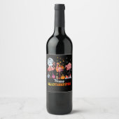 Flamingo|Flamingo Erntedank Halloween Weinetikett (Vorderseite)