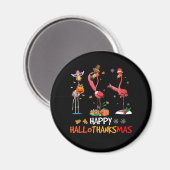 Flamingo | Flamingo Happy HalloThanksmas Magnet (Vorderseite/Rückseite)