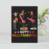 Flamingo | Flamingo Happy HalloThanksmas Save The Date (Stehend Vorderseite)