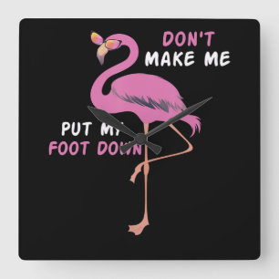 Flamingo Flamingo mit Brille machen Sie mich nic Quadratische Wanduhr