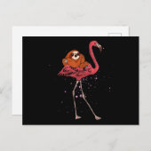 Flamingo |Flamingo Riding Sloth Animal Lover Gesch Ankündigungspostkarte (Vorne/Hinten)