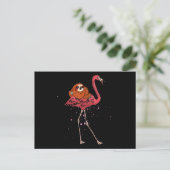 Flamingo |Flamingo Riding Sloth Animal Lover Gesch Ankündigungspostkarte (Stehend Vorderseite)
