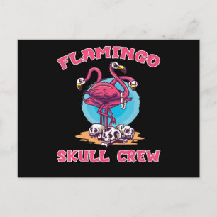 Flamingo   Flamingo Schädel Crew Halloween Kostüm Einladungspostkarte