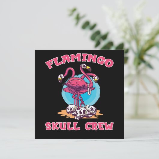 Flamingo Flamingo Skull Crew Einladung (Stehend Vorderseite)