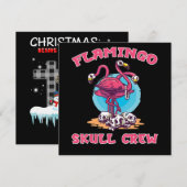 Flamingo | Flamingo Totenkopf-Crew Halloween-Kostü Einladung (Vorne/Hinten)