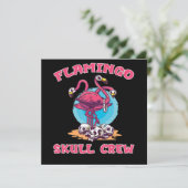 Flamingo | Flamingo Totenkopf-Crew Halloween-Kostü Einladung (Stehend Vorderseite)